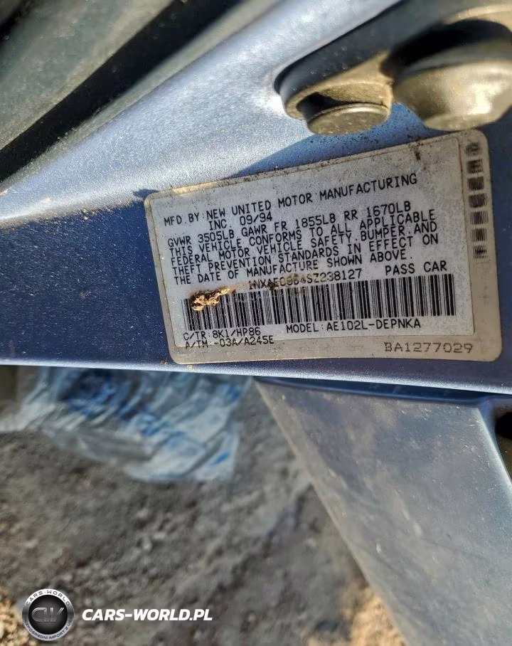 1995 Toyota Corolla Le VIN:1NXAE09B4SZ238127 - 12