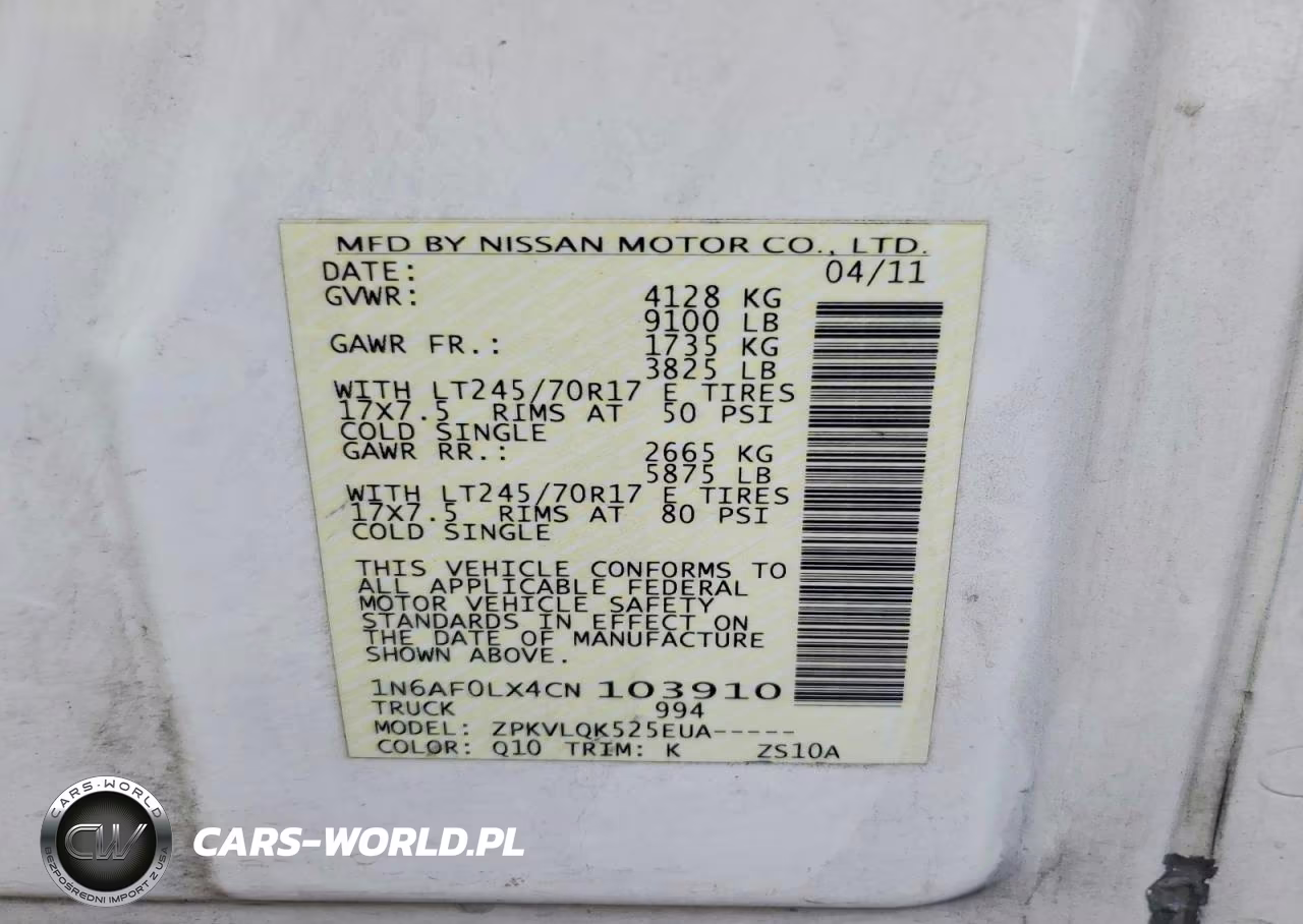 2012 Nissan Nv 2500 Utility - Service Van VIN:1N6AF0LX4CN103910 - 14