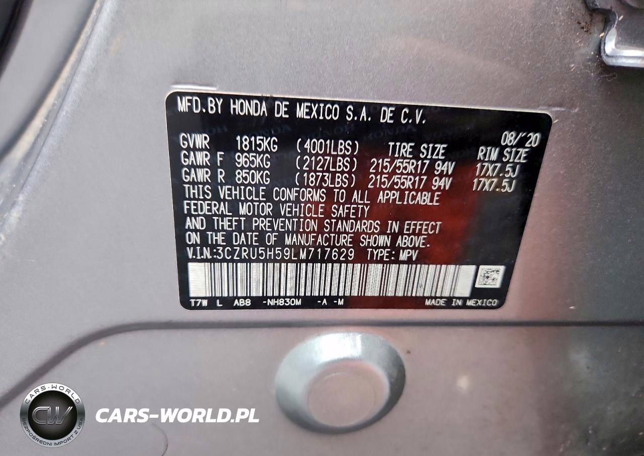 2020 Honda Hr-V Ex VIN:3CZRU5H59LM717629 - 12