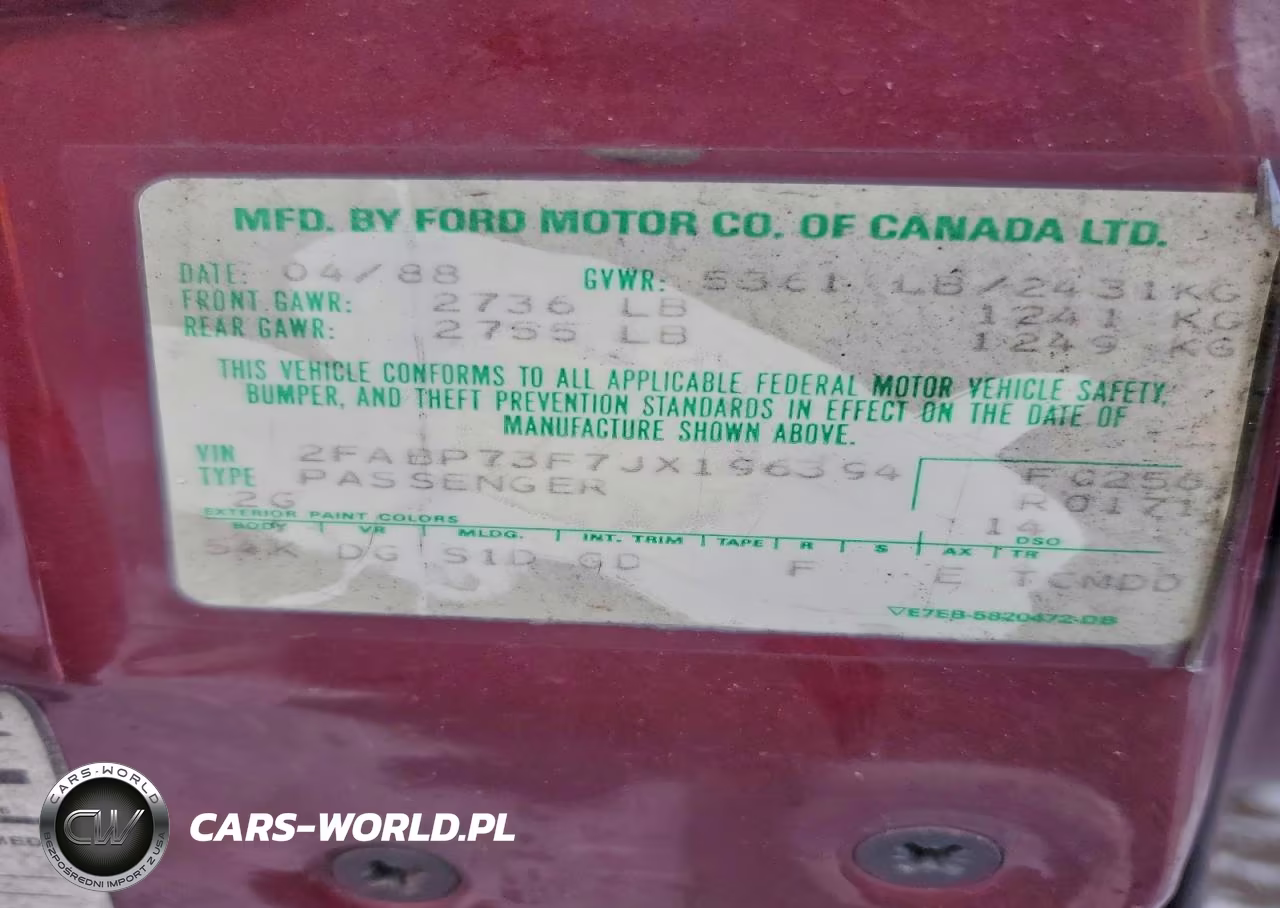 1988 Ford Crown Victoria VIN:2FABP73F7JX196394 - 12