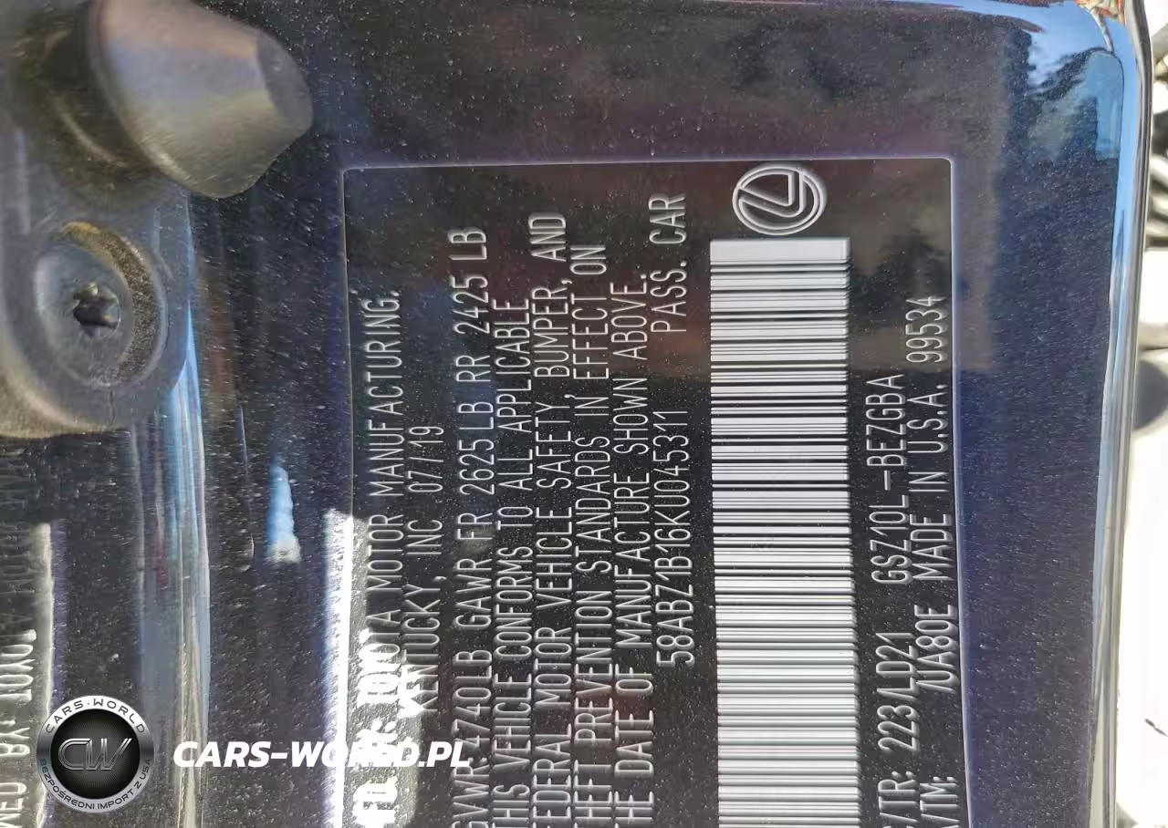 2019 Lexus Es 350 VIN:58ABZ1B16KU045311 - 12