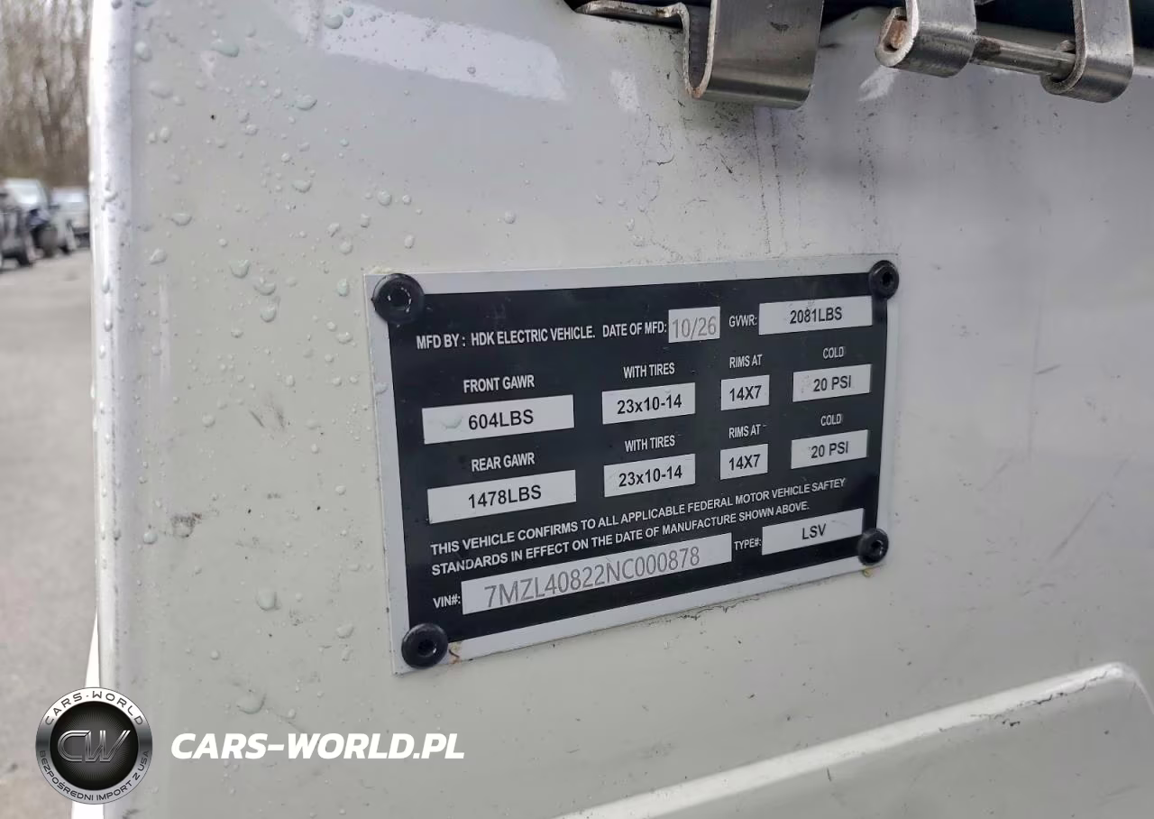 2022 Hdk Electric Golf Cart VIN:7MZL40822NC000878 - 10