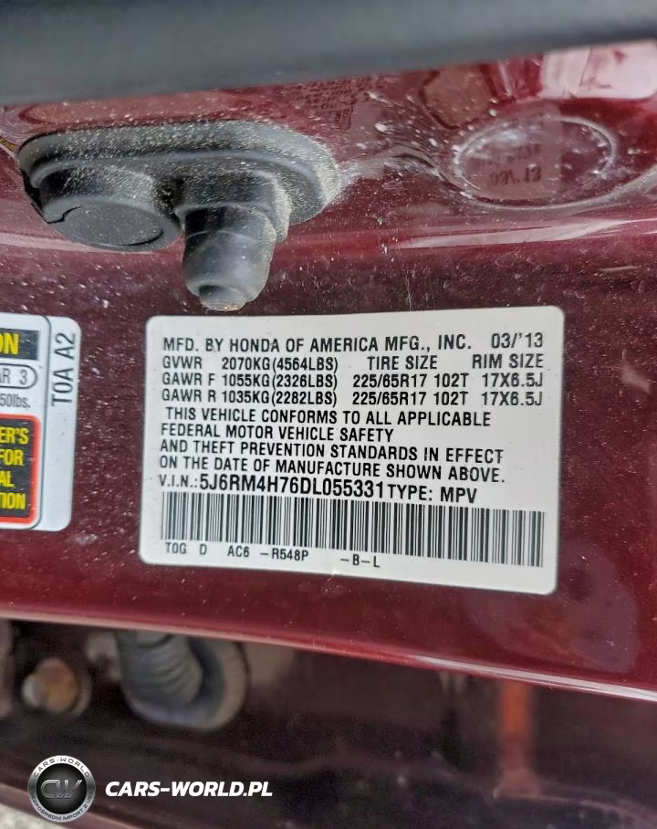 2013 Honda Cr-V Exl VIN:5J6RM4H76DL055331 - 13