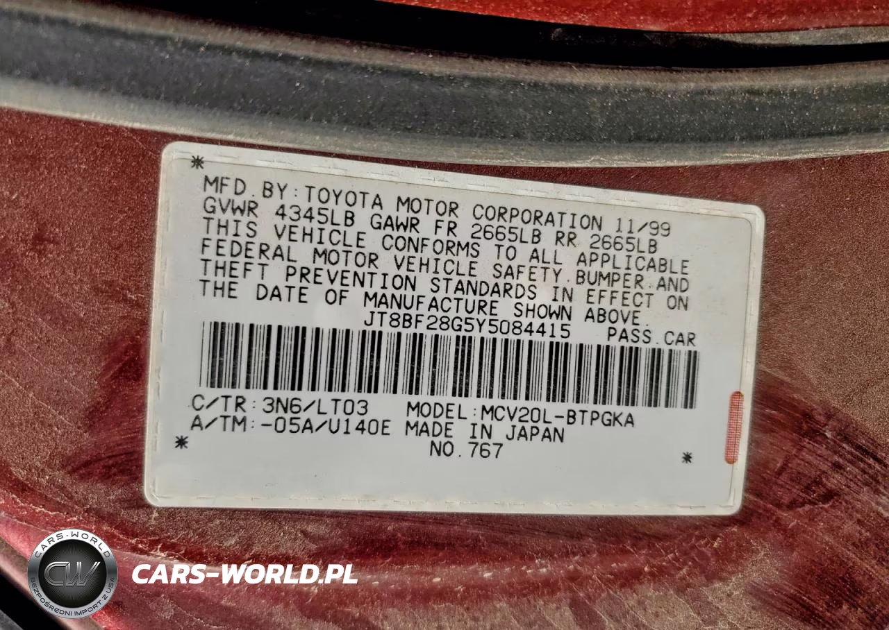 2000 Lexus Es 300 VIN:JT8BF28G5Y5084415 - 12