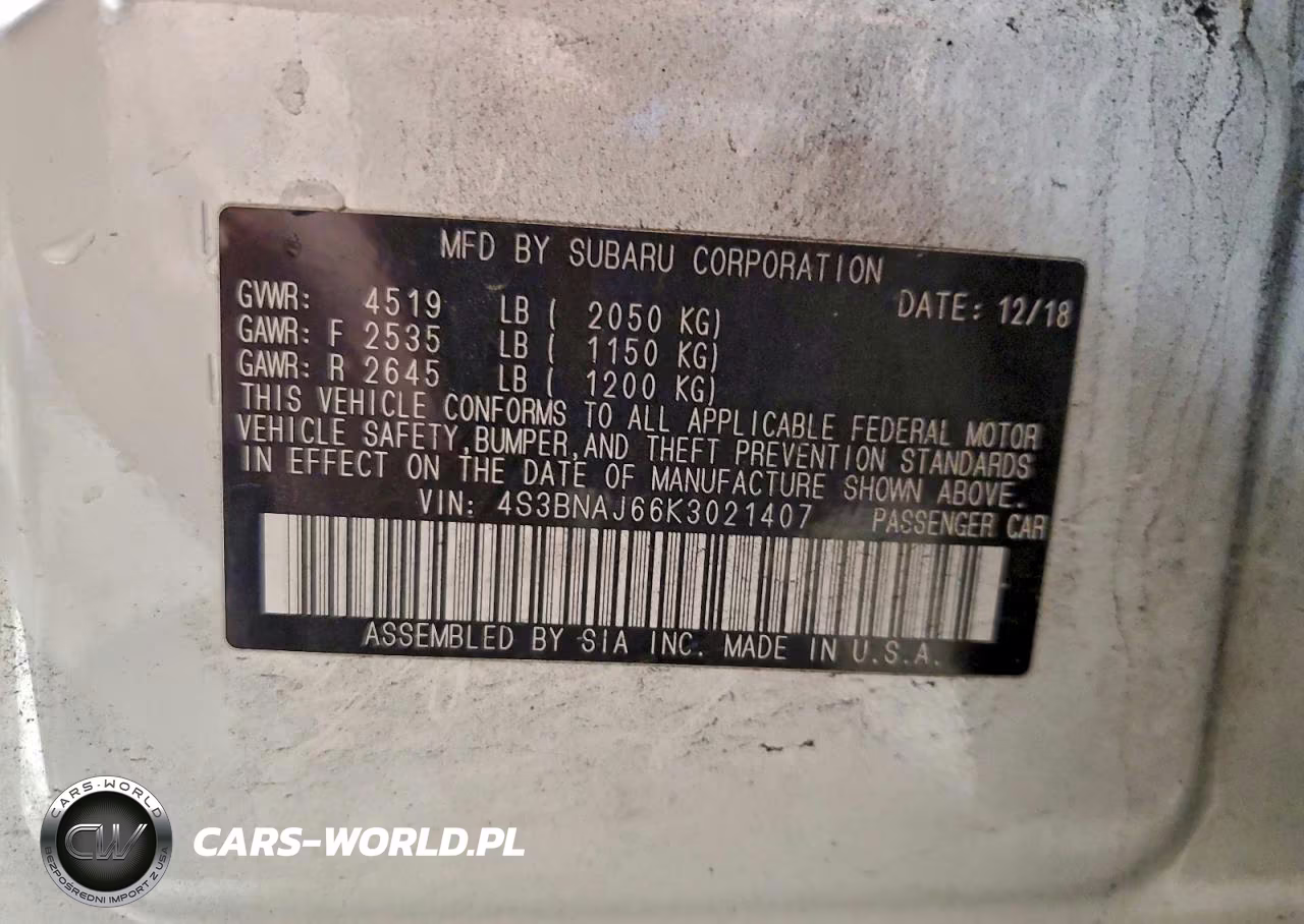 2019 Subaru Legacy 2.5I Limited VIN:4S3BNAJ66K3021407 - 13