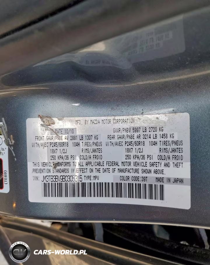 2011 Mazda Cx-9 VIN:JM3TB3BV9B0305315 - 13