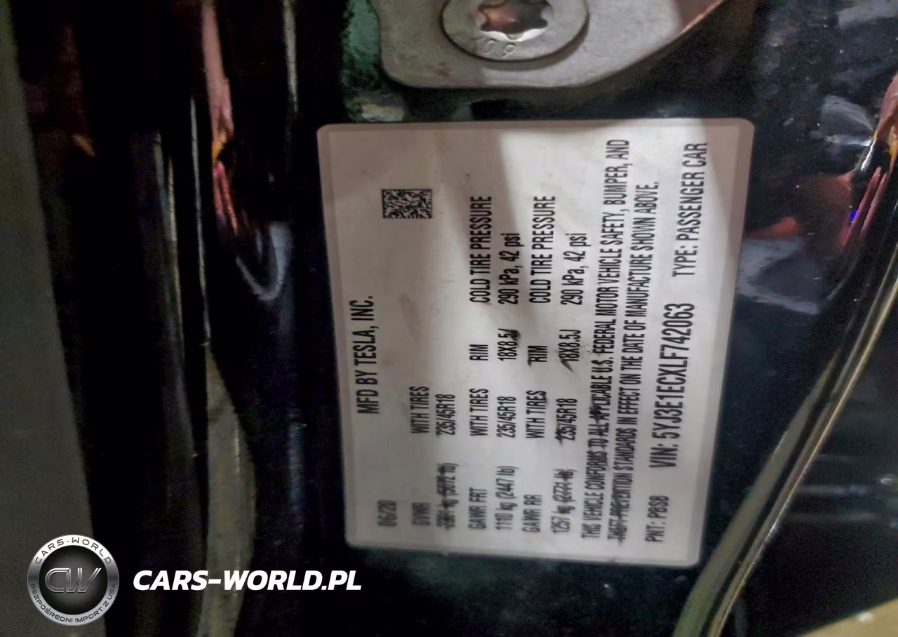 2020 Tesla Model 3 VIN:5YJ3E1ECXLF742063 - 12
