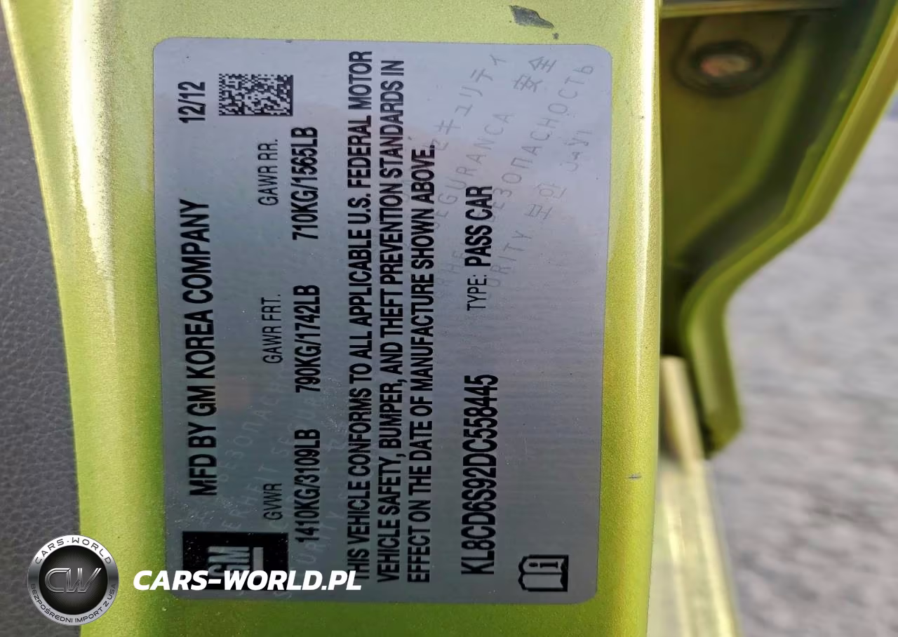 2013 Chevrolet Spark 1Lt VIN:KL8CD6S92DC558445 - 12