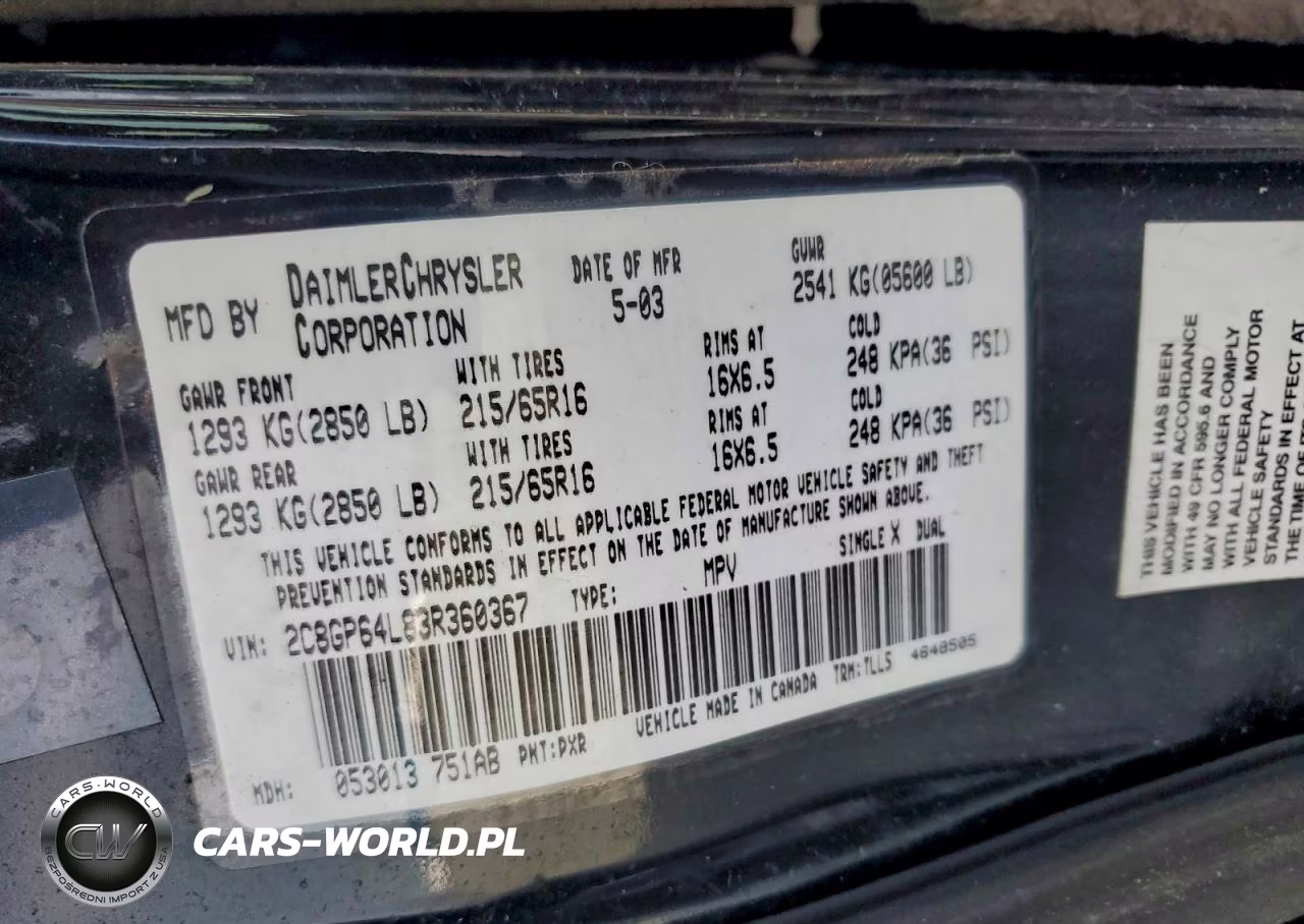 2003 Chrysler Town & Country Limited VIN:2C8GP64L83R360367 - 13