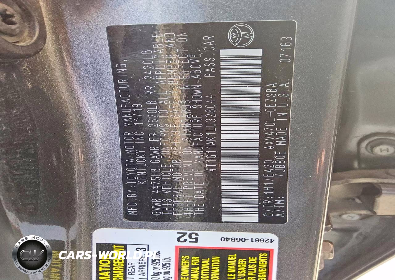 2020 Toyota Camry Se VIN:4T1G11AK1LU326044 - 12
