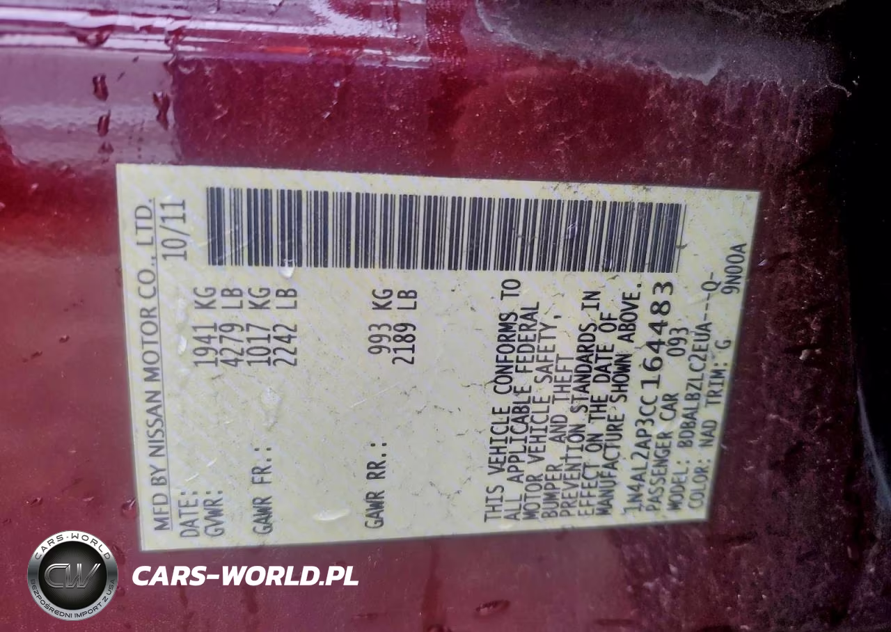 2012 Nissan Altima Base VIN:1N4AL2AP3CC164483 - 12