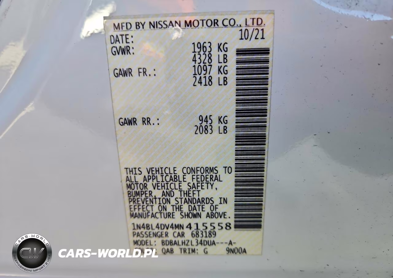 2021 Nissan Altima 2.5 Sv VIN:1N4BL4DV4MN415558 - 12