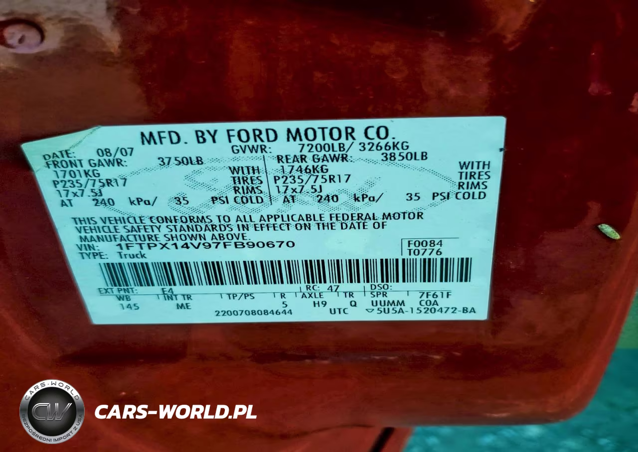 2007 Ford F150 VIN:1FTPX14V97FB90670 - 12
