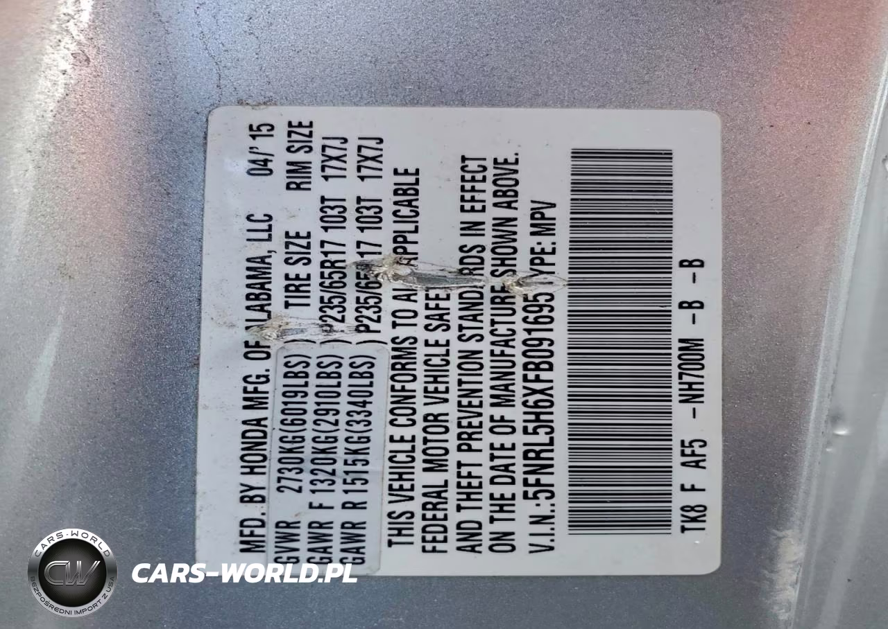 2015 Honda Odyssey Exl VIN:5FNRL5H6XFB091695 - 13
