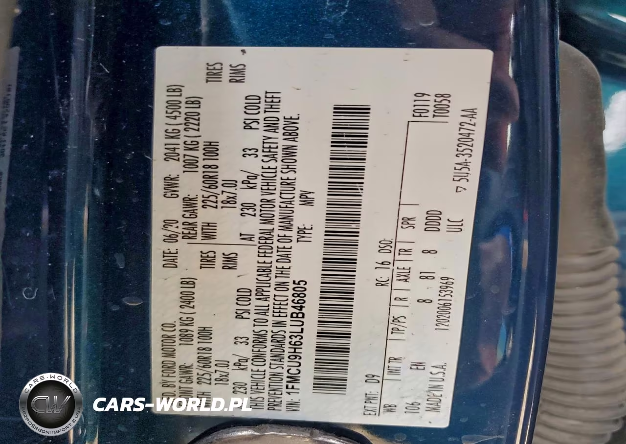 2020 Ford Escape Sel VIN:1FMCU9H63LUB46805 - 13