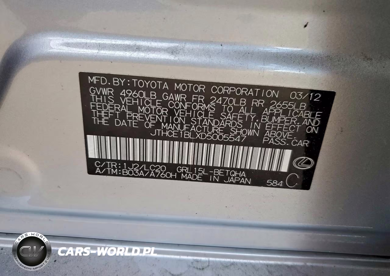 2013 Lexus Gs 350 VIN:JTHCE1BLXD5005547 - 12