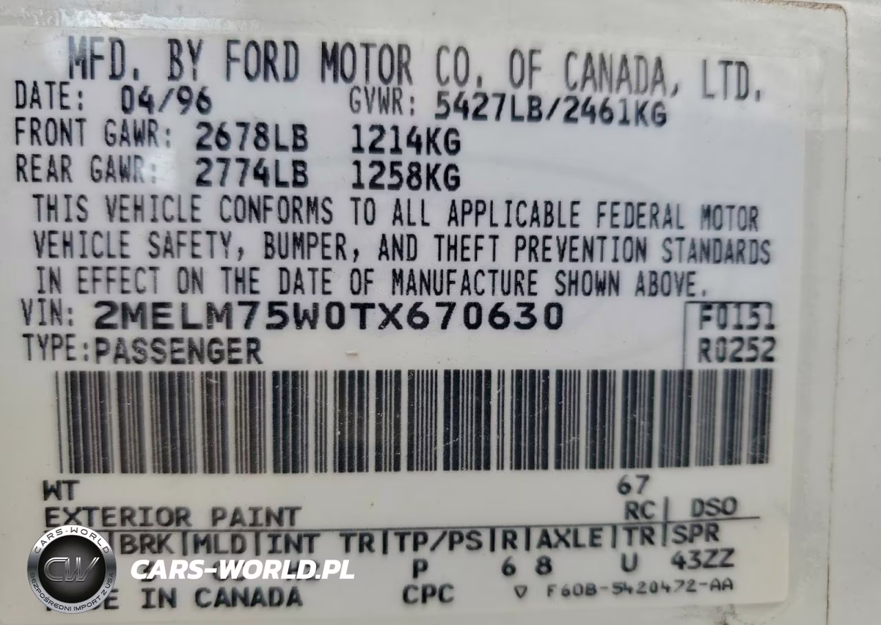 1996 Mercury Grand Marquis Ls VIN:2MELM75W0TX670630 - 12