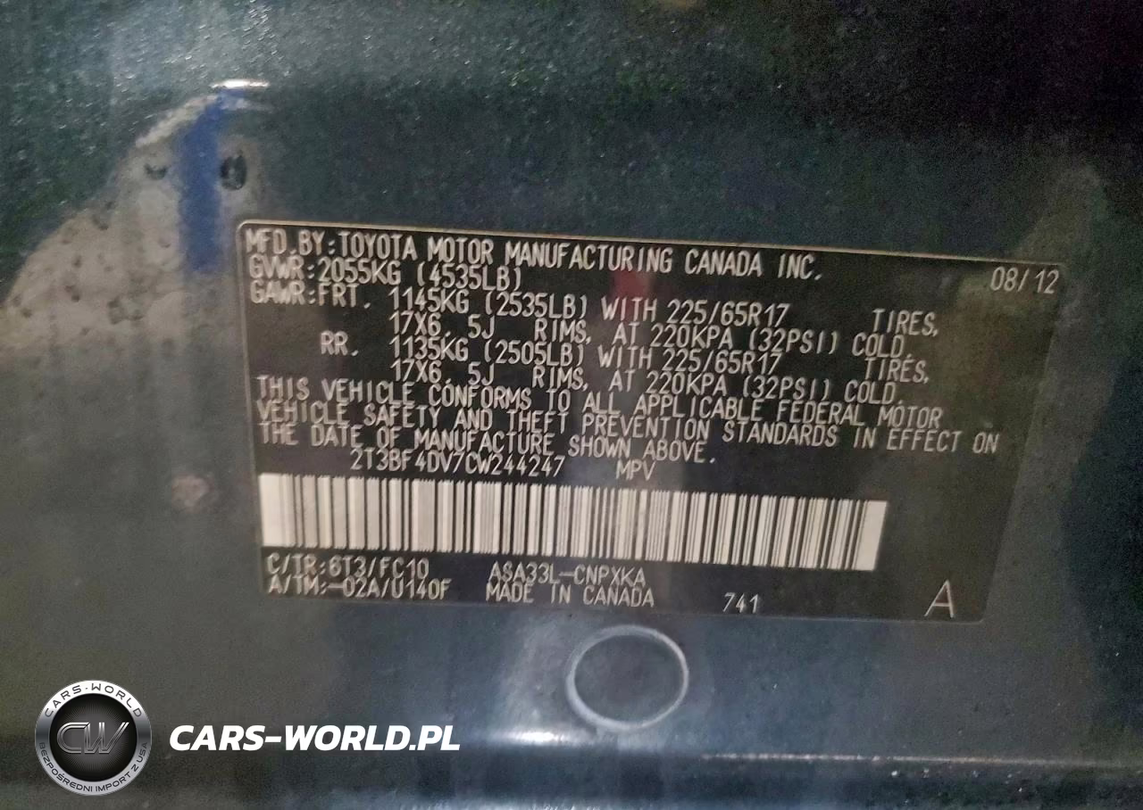 2012 Toyota Rav4 VIN:2T3BF4DV7CW244247 - 13