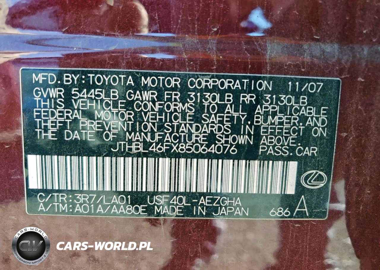 2008 Lexus Ls 460 VIN:JTHBL46FX85064076 - 12