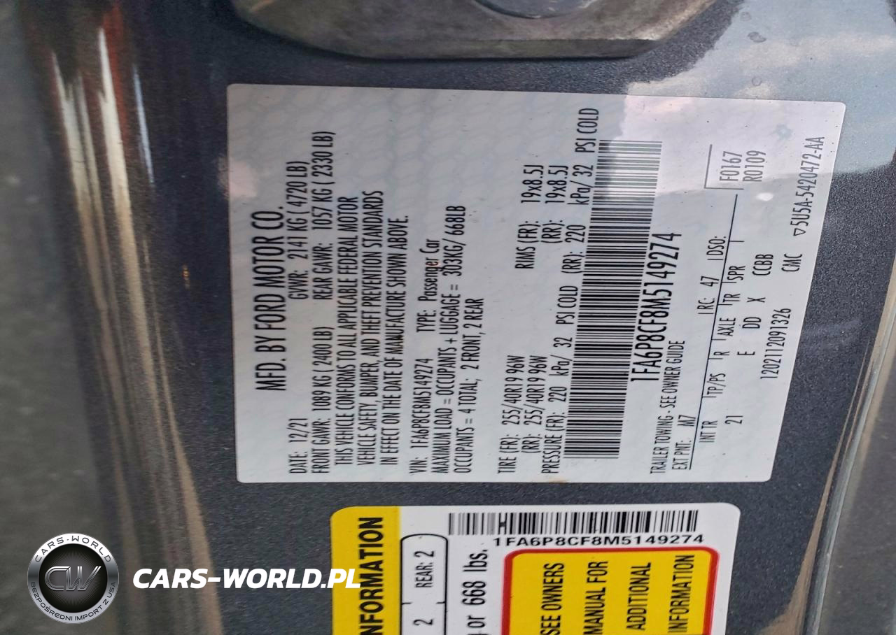 2021 Ford Mustang Gt VIN:1FA6P8CF8M5149274 - 12