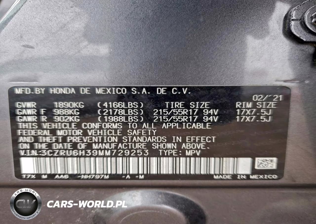 2021 Honda Hr-V Lx VIN:3CZRU6H39MM729253 - 13