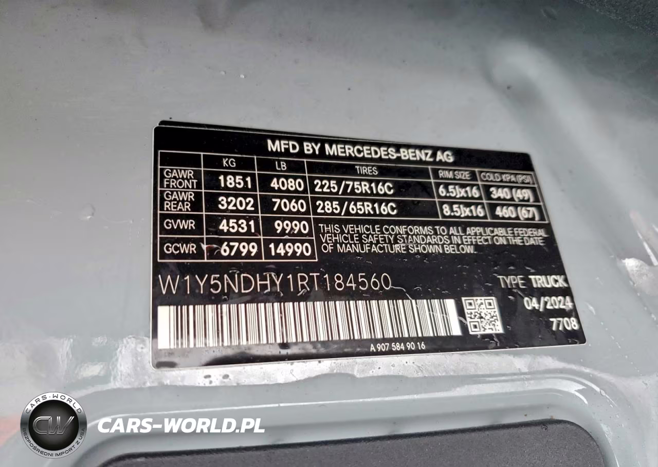 2024 Mercedes Benz Sprinter 3500 Delivery Van VIN:W1Y5NDHY1RT184560 - 13
