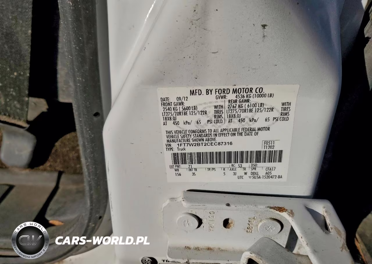 2012 Ford F250 Super Duty VIN:1FT7W2BT2CEC87316 - 13