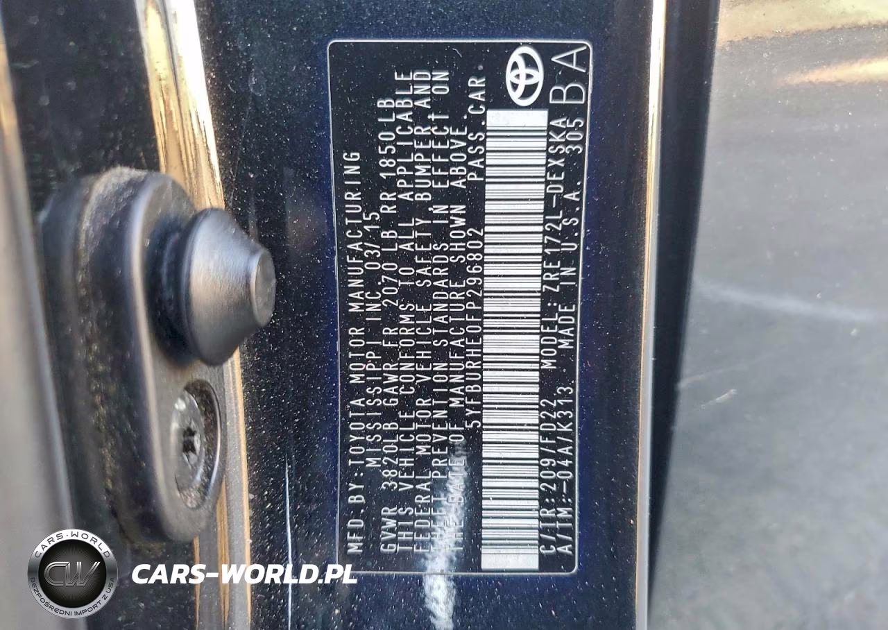 2015 Toyota Corolla L VIN:5YFBURHE0FP296802 - 13