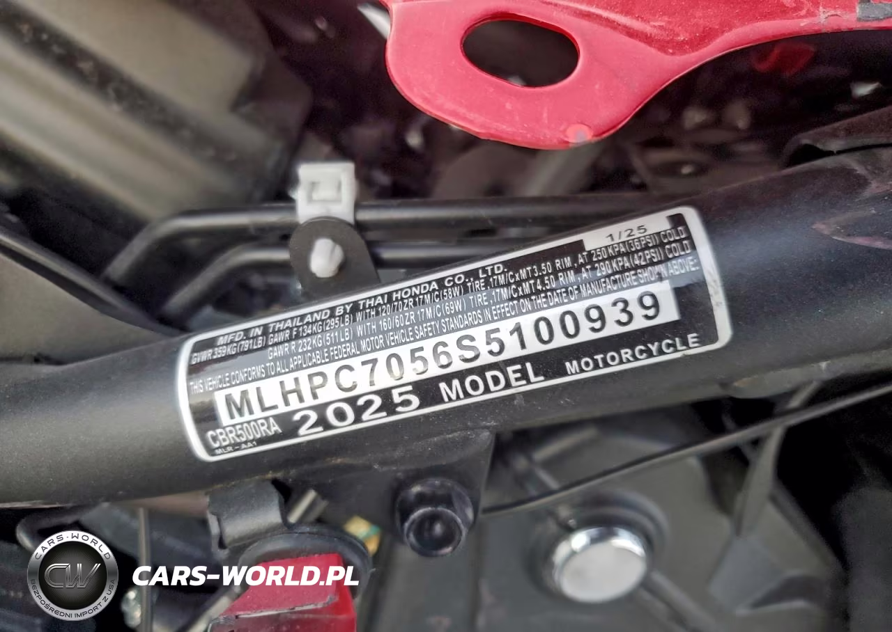 2025 Honda Cbr500 VIN:MLHPC7056S5100939 - 8