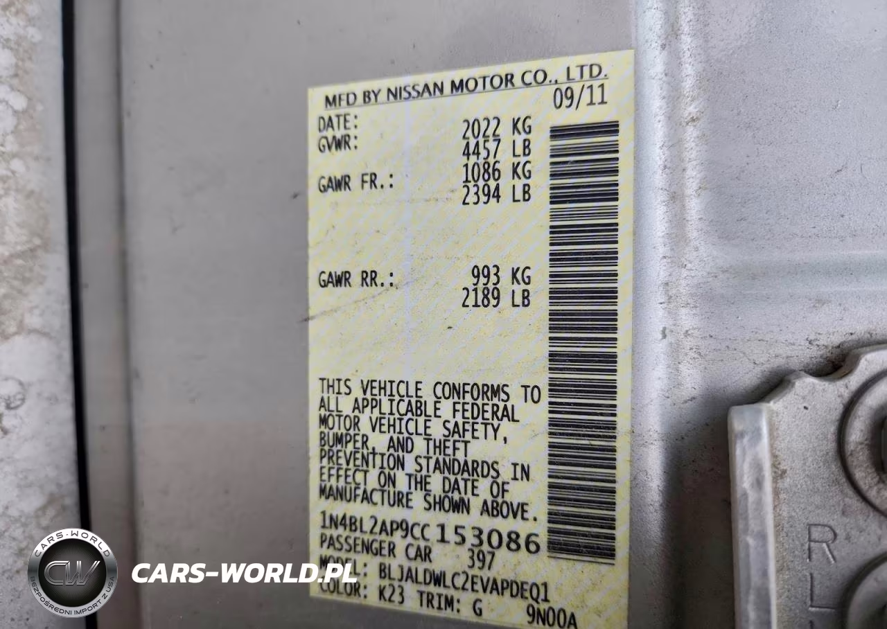 2012 Nissan Altima 3.5 Sr VIN:1N4BL2AP9CC153086 - 12