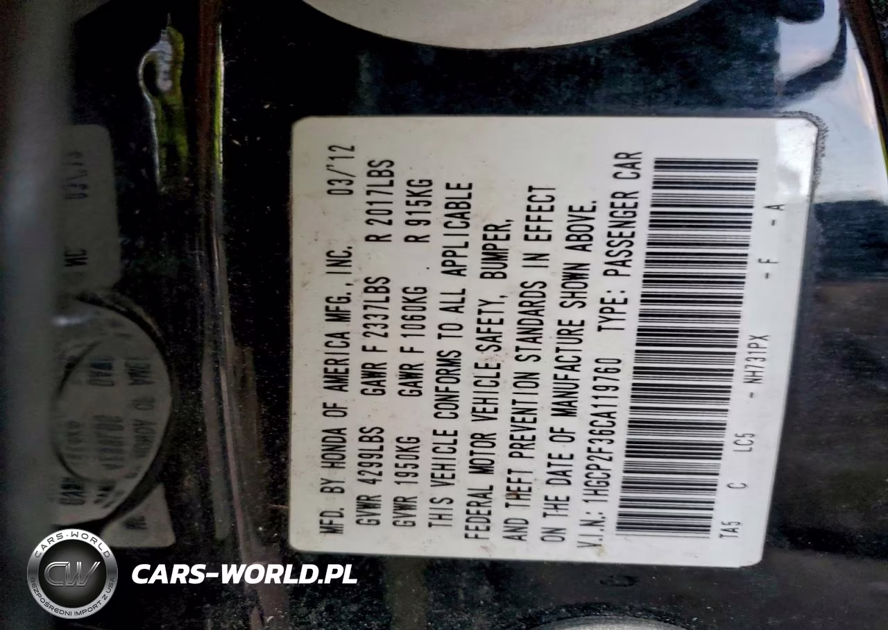 2012 Honda Accord Lx VIN:1HGCP2F36CA119760 - 12