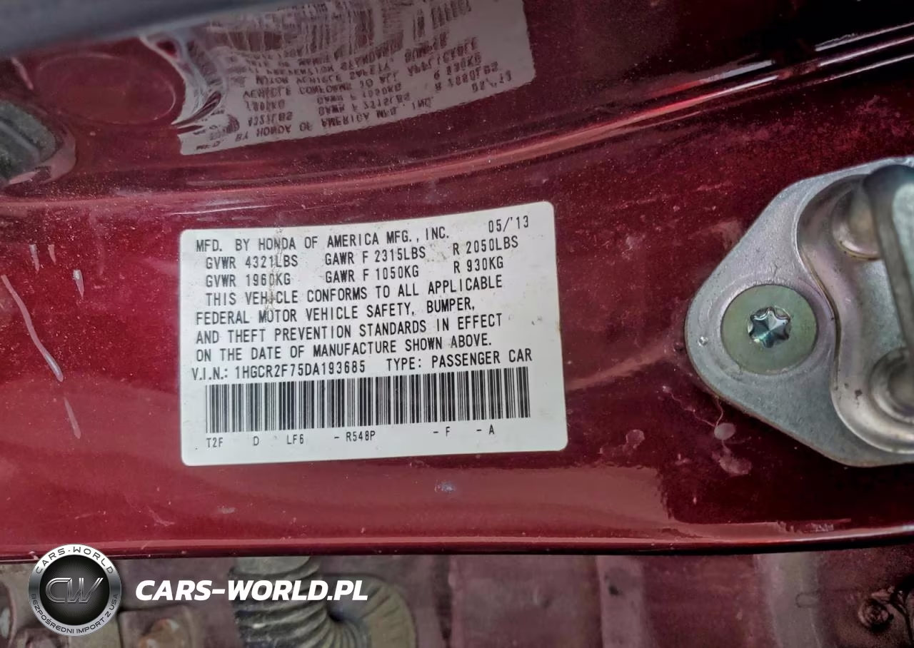 2013 Honda Accord Ex VIN:1HGCR2F75DA193685 - 12