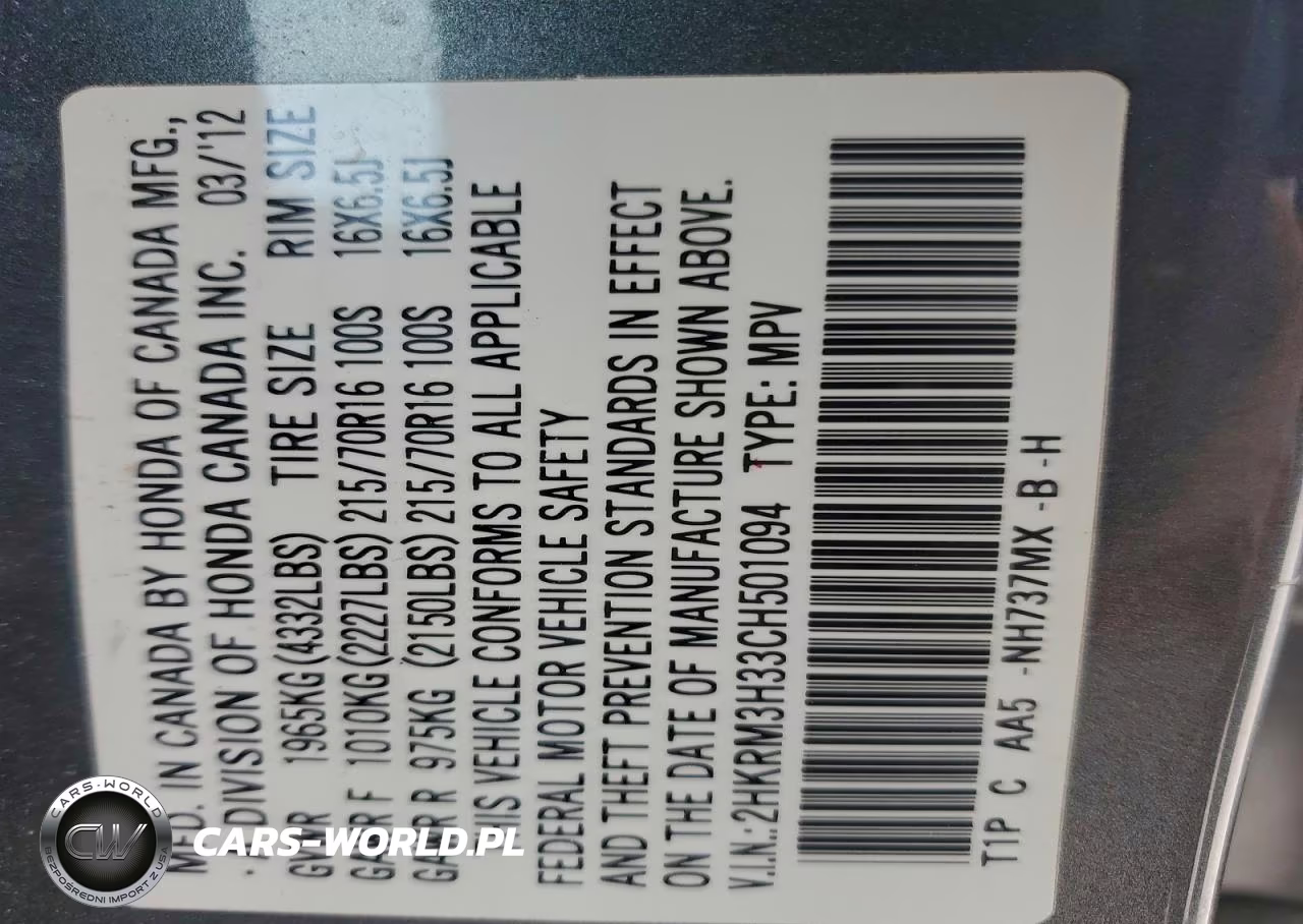 2012 Honda Cr-V Lx VIN:2HKRM3H33CH501094 - 14