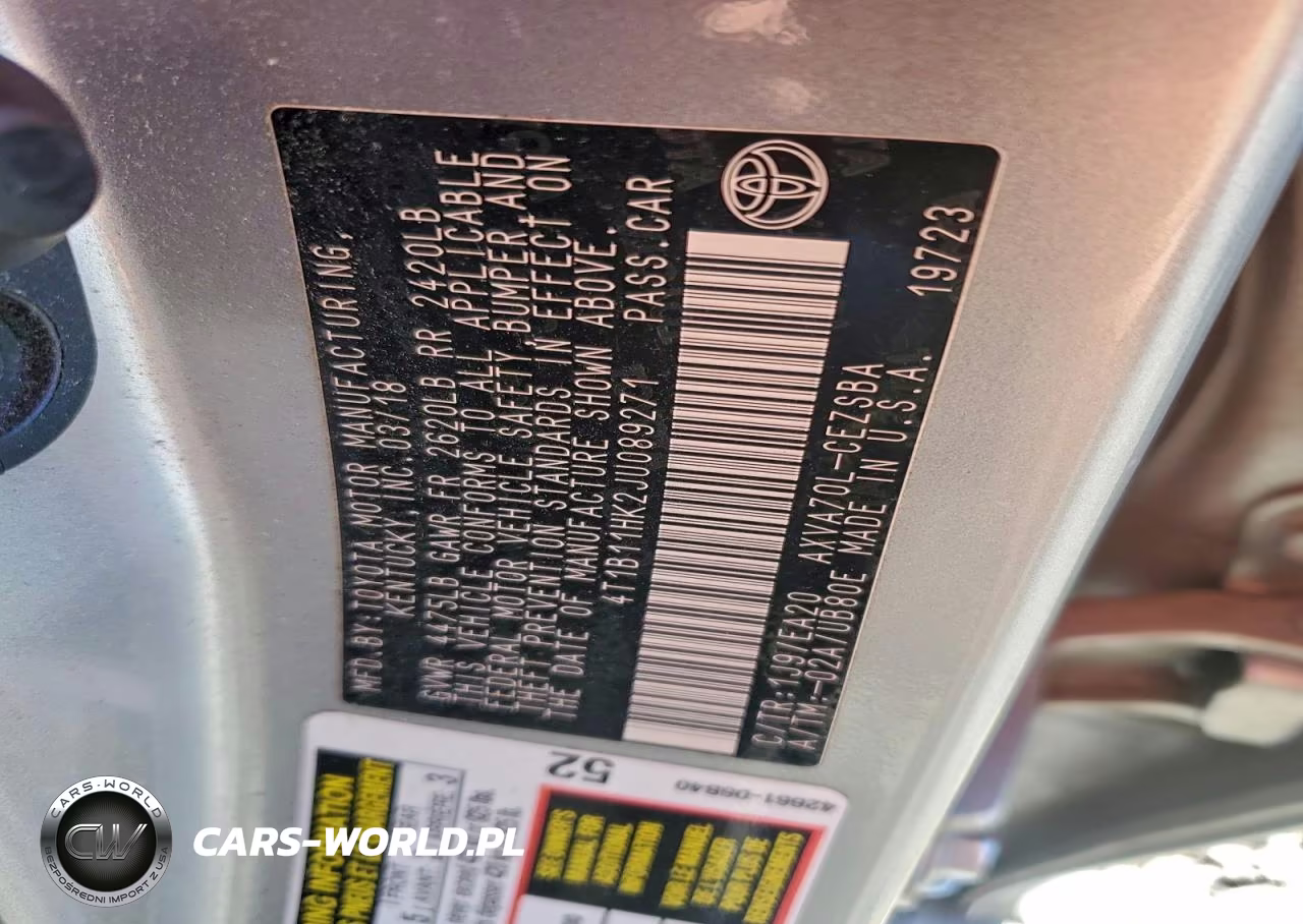 2018 Toyota Camry L VIN:4T1B11HK2JU089271 - 12