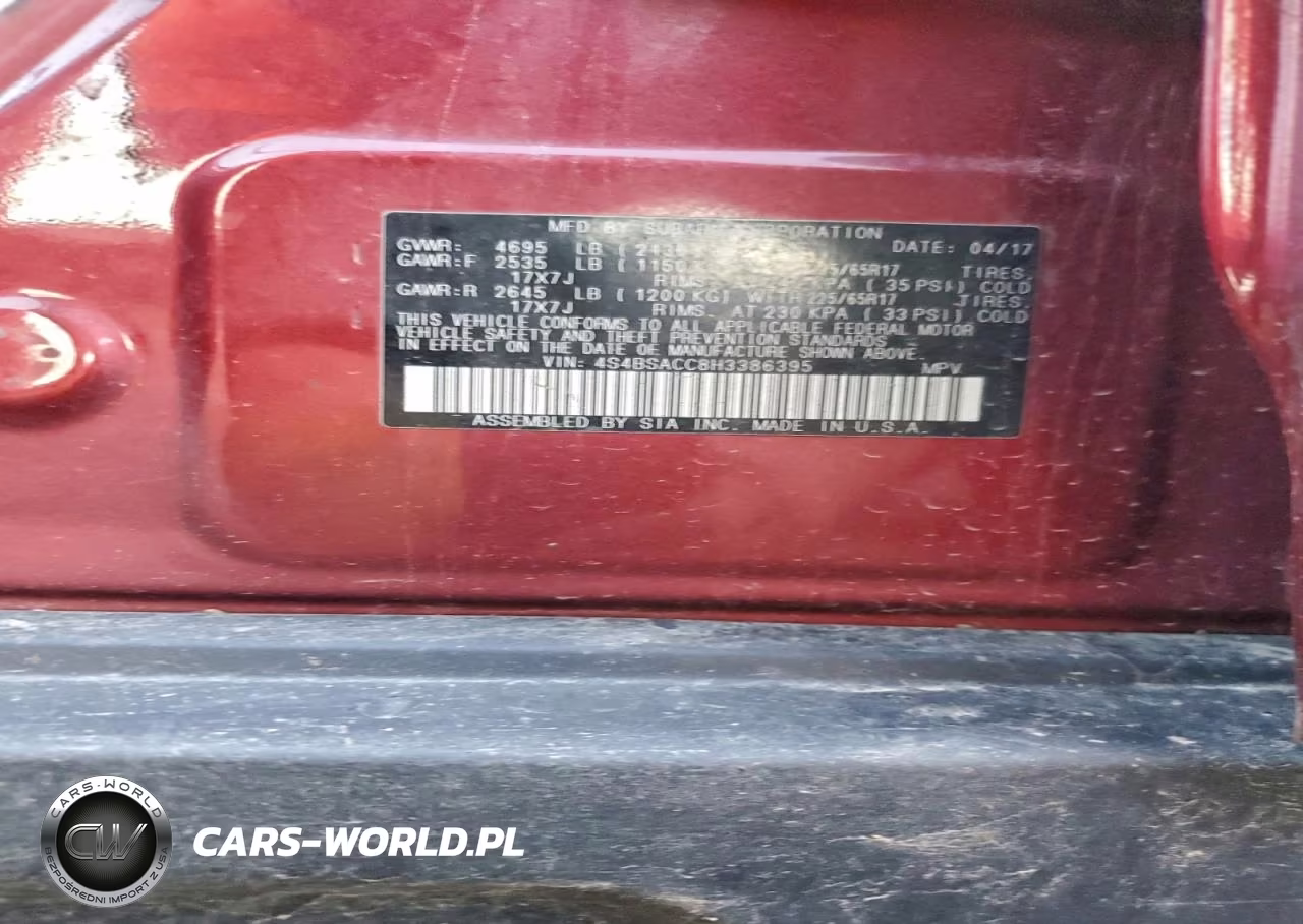 2017 Subaru Outback 2.5I Premium VIN:4S4BSACC8H3386395 - 13