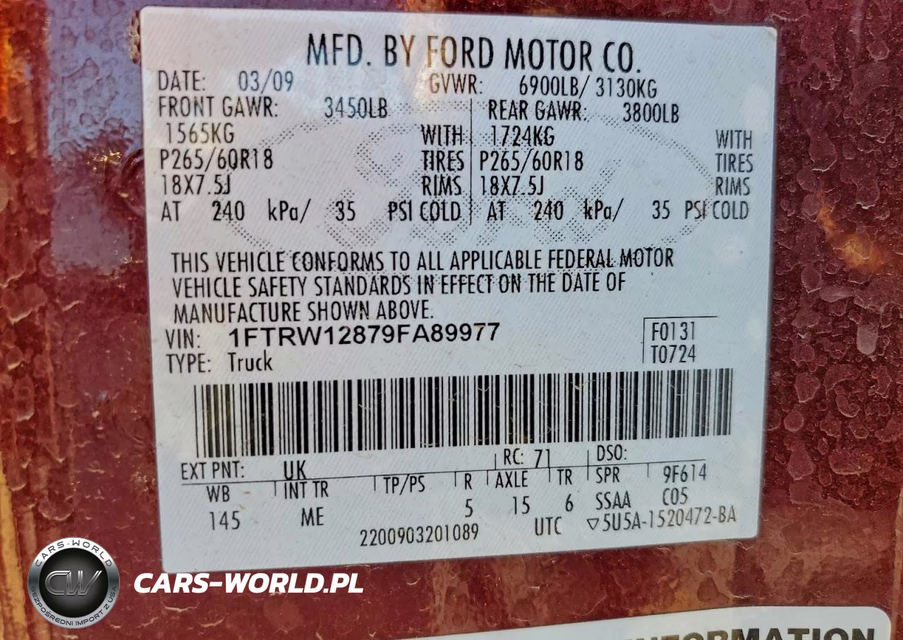 2009 Ford F150 Supercrew VIN:1FTRW12879FA89977 - 12