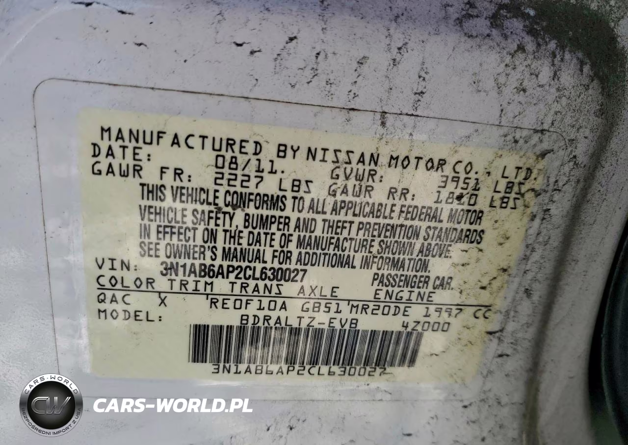 2012 Nissan Sentra 2.0 VIN:3N1AB6AP2CL630027 - 12