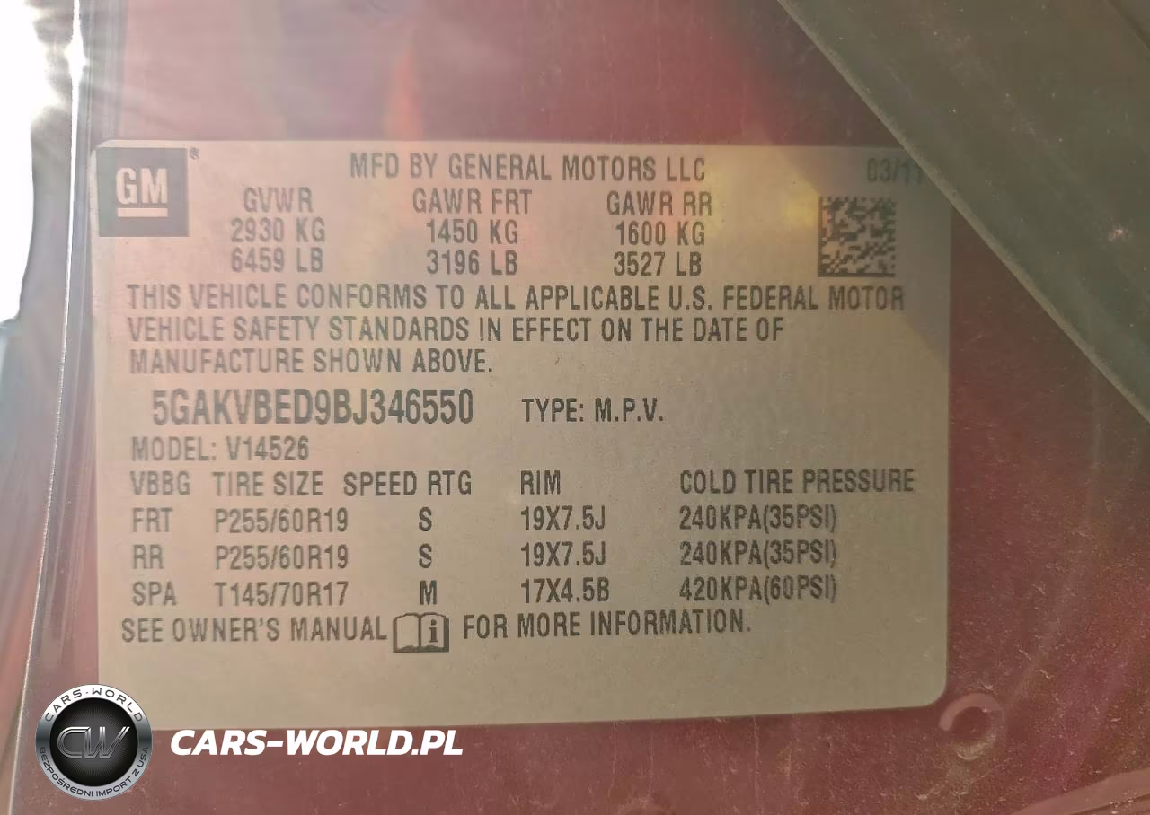 2011 Buick Enclave Cxl VIN:5GAKVBED9BJ346550 - 14