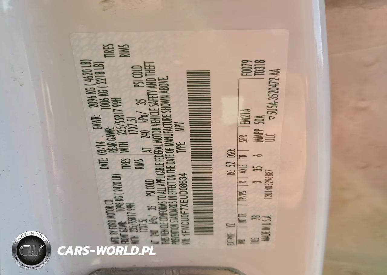2014 Ford Escape S VIN:1FMCU0F7XEUD08634 - 14