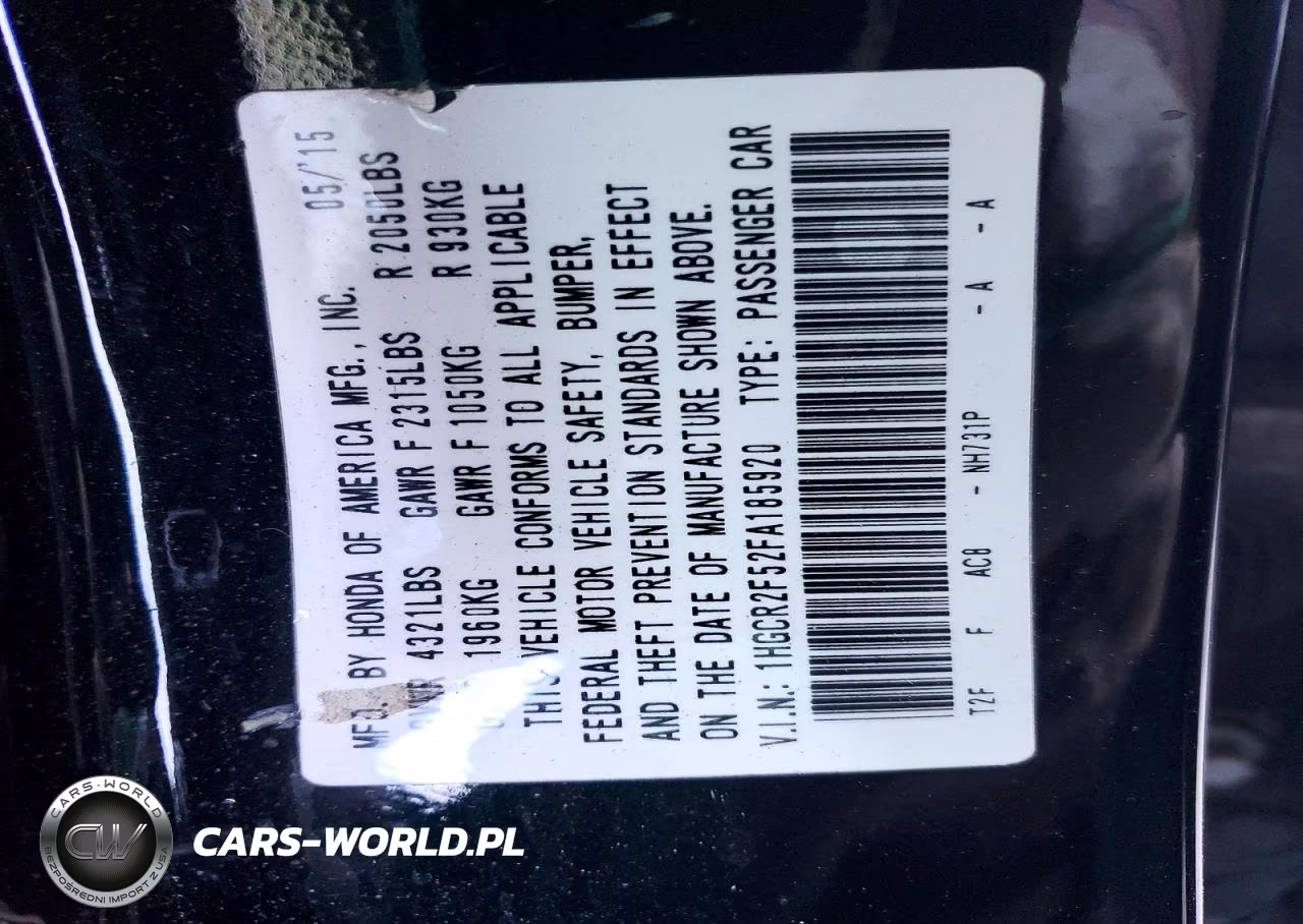 2015 Honda Accord Sport VIN:1HGCR2F52FA185920 - 12