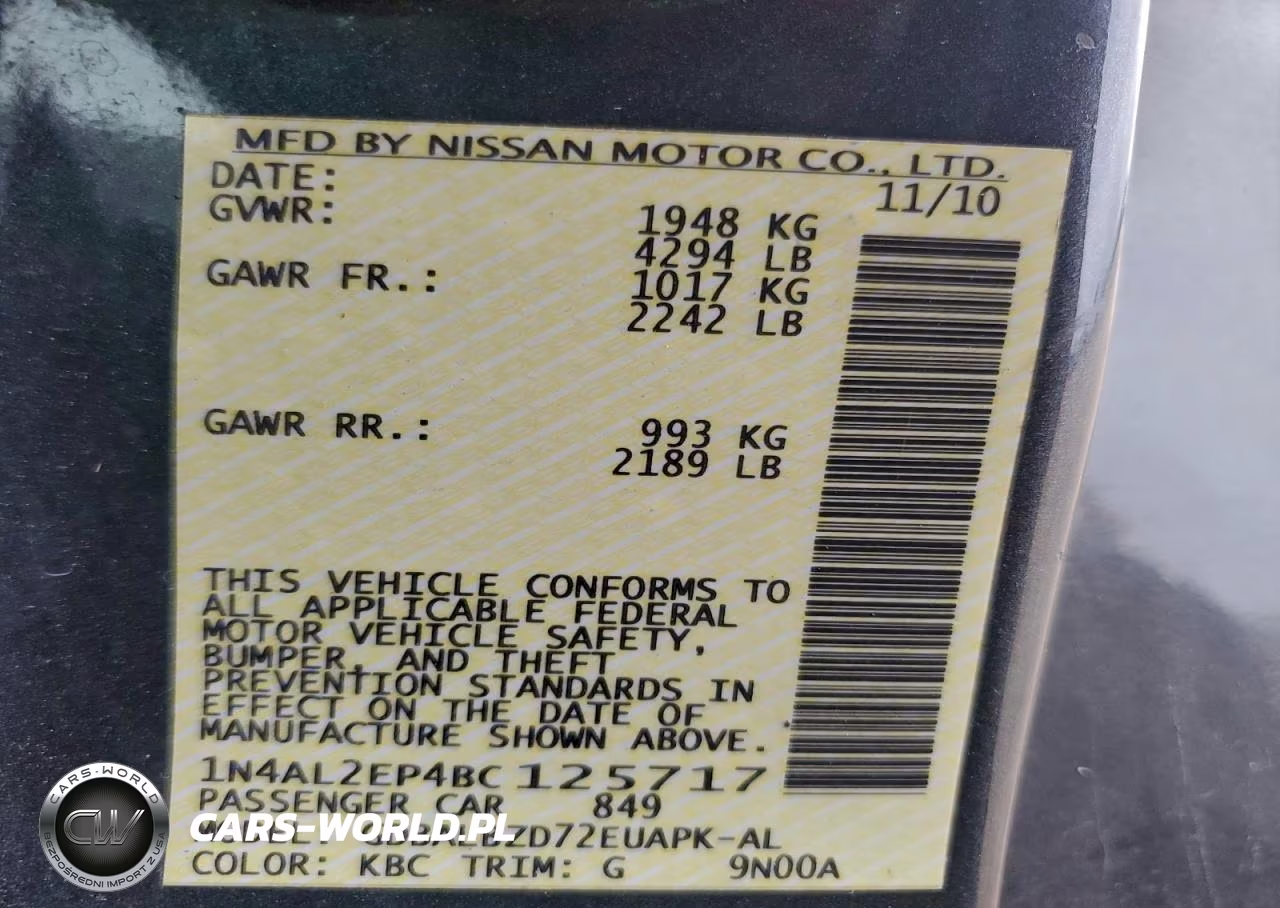 2011 Nissan Altima S VIN:1N4AL2EP4BC125717 - 12