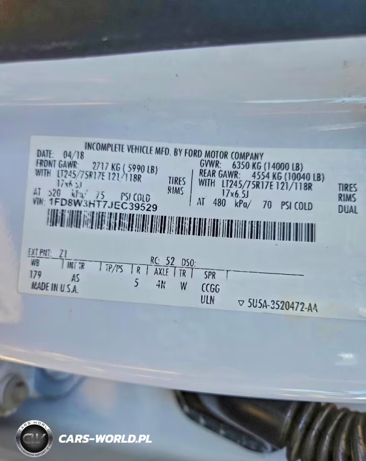 2018 Ford F350 Truck Cab And Chassis VIN:1FD8W3HT7JEC39529 - 10