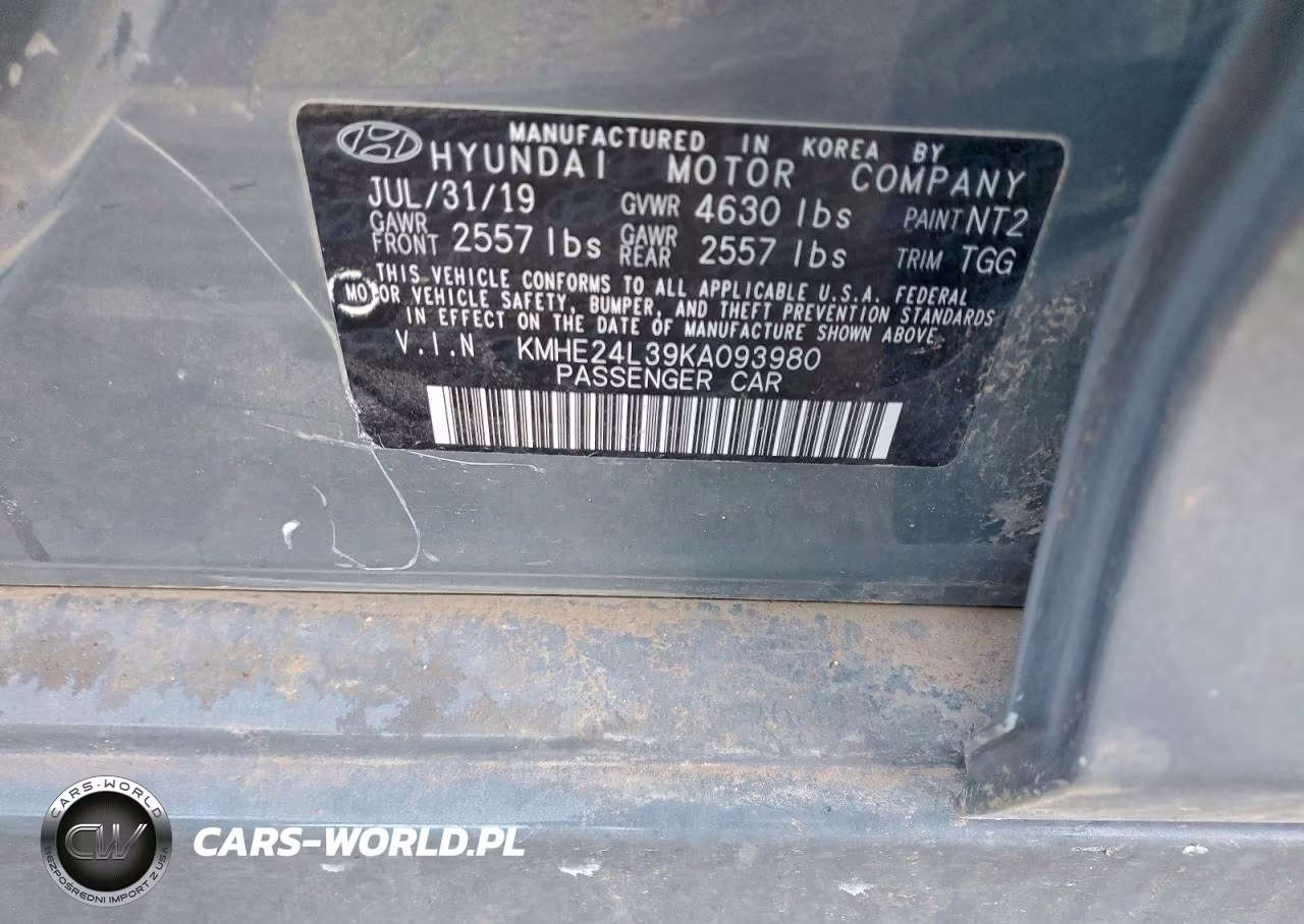 2019 Hyundai Sonata Hybrid VIN:KMHE24L39KA093980 - 12