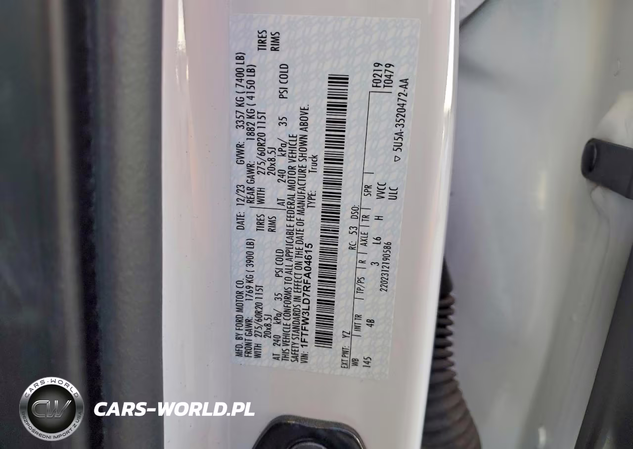 2024 Ford F150 Xlt VIN:1FTFW3LD7RFA04615 - 12