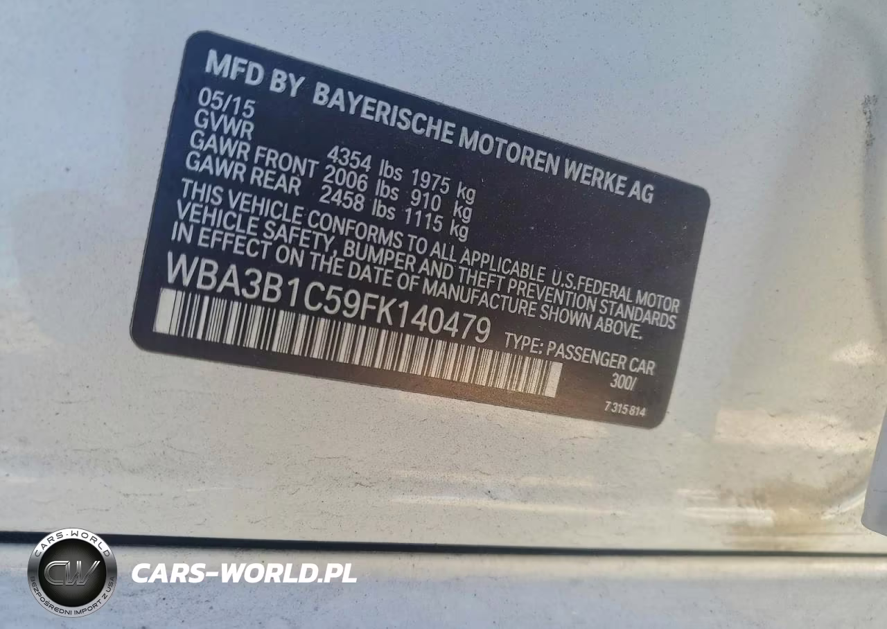 2015 BMW 320 I VIN:WBA3B1C59FK140479 - 12