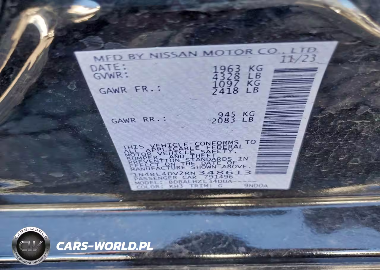 2024 Nissan Altima Sv VIN:1N4BL4DV2RN348613 - 13