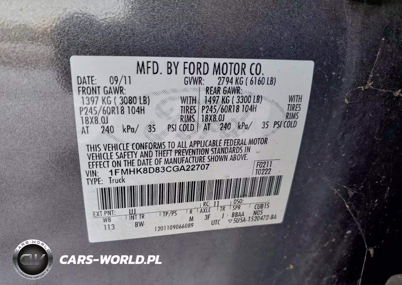 2012 Ford Explorer VIN:1FMHK8D83CGA22707 - 12