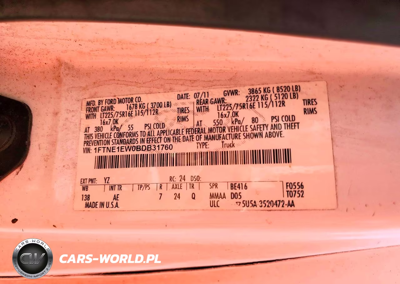 2011 Ford Econoline E150 Van VIN:1FTNE1EW0BDB31760 - 13
