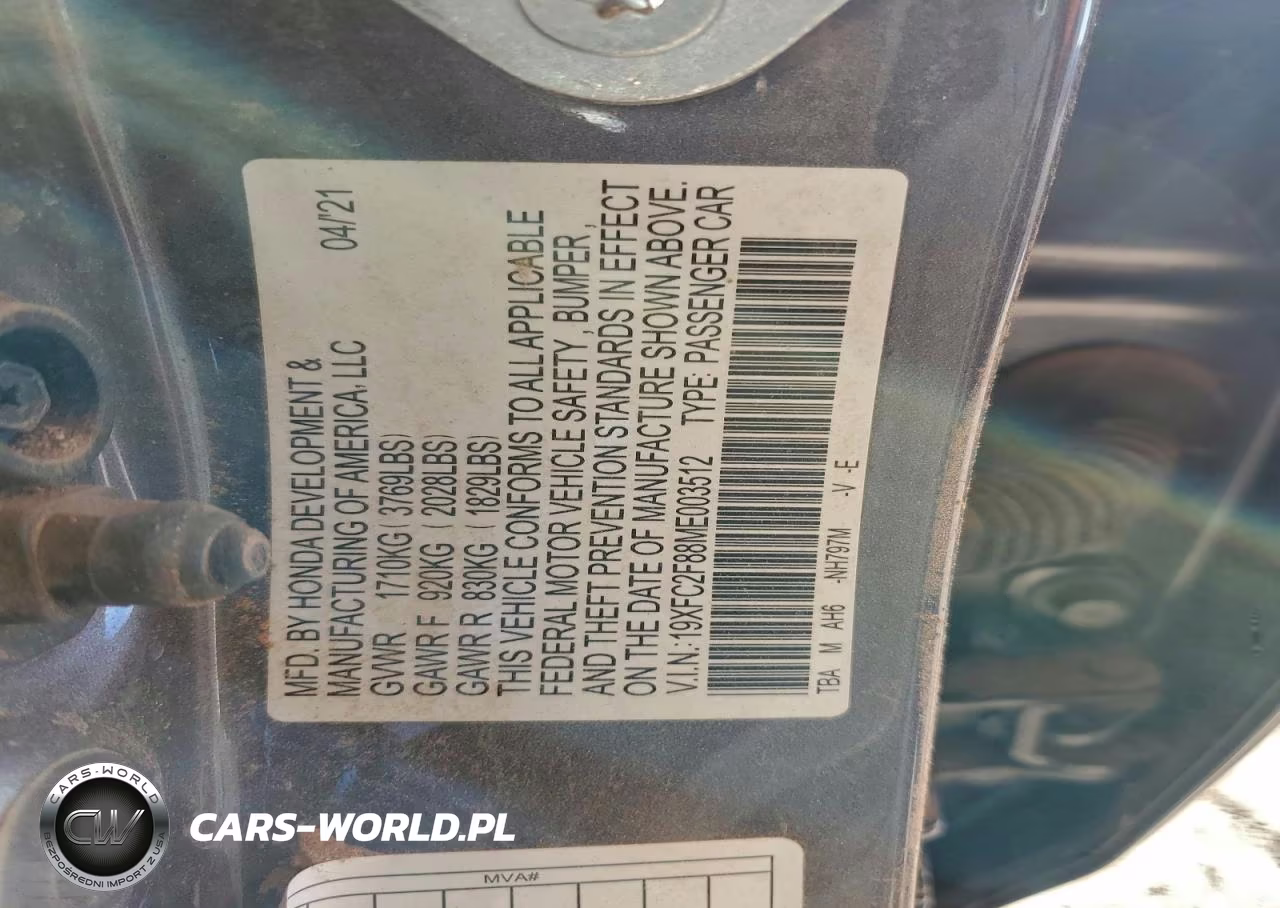 2021 Honda Civic Sport VIN:19XFC2F88ME003512 - 13