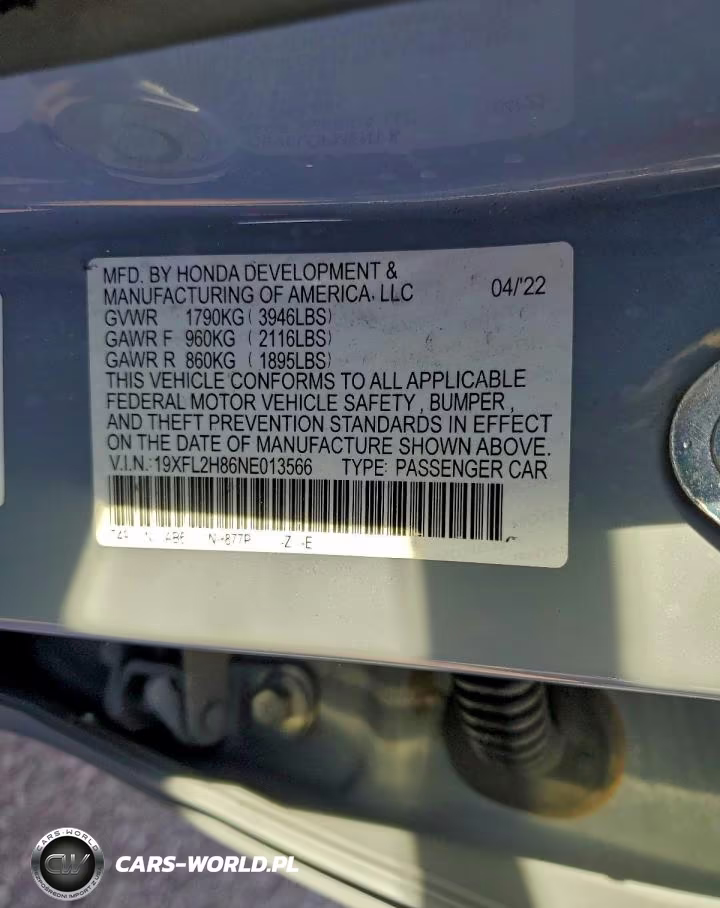 2022 Honda Civic Sport VIN:19XFL2H86NE013566 - 11